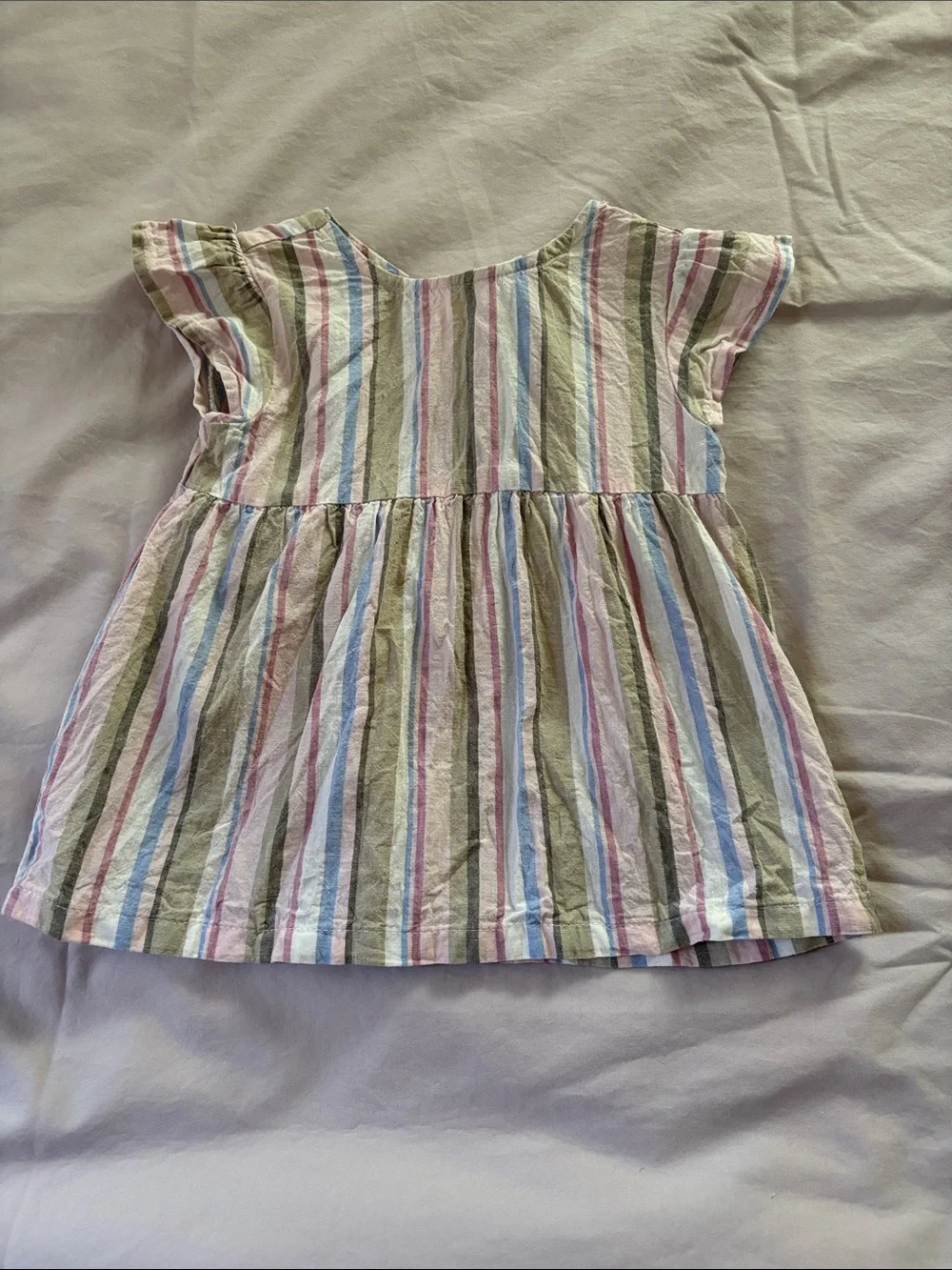 Carter's Pastel Striped Short Sleeve Dress - Pink, Blue & Green